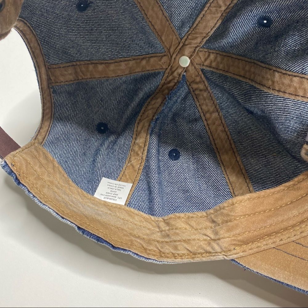 Blessed Ball Cap Pastel Rainbow Acid Wash Denim Look Blue Adjustable Strapback - Picture 12 of 15